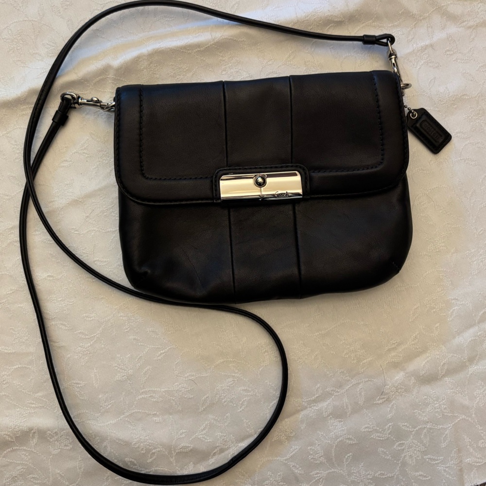 Coach Kristen Black leather crossbody purse